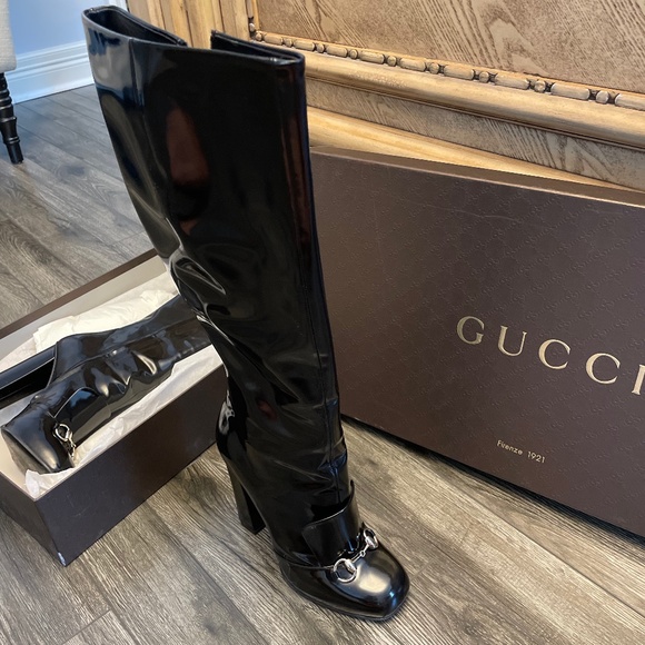 gucci black leather boots / size 40 - Picture 6 of 10